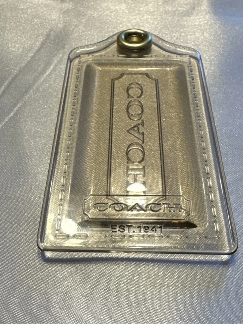 Coach Clear Hangtag (Poppy).  3.5 in